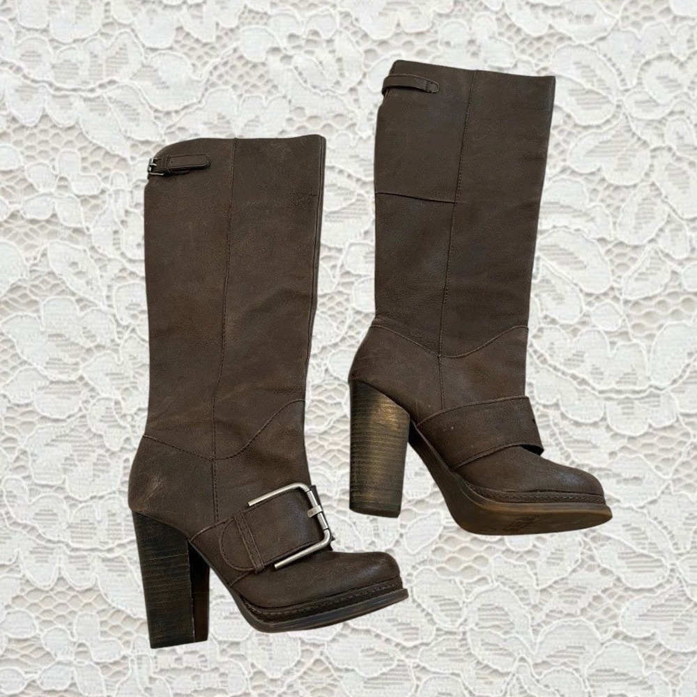 vintage‎ 90s bratz buckle leather knee  boots